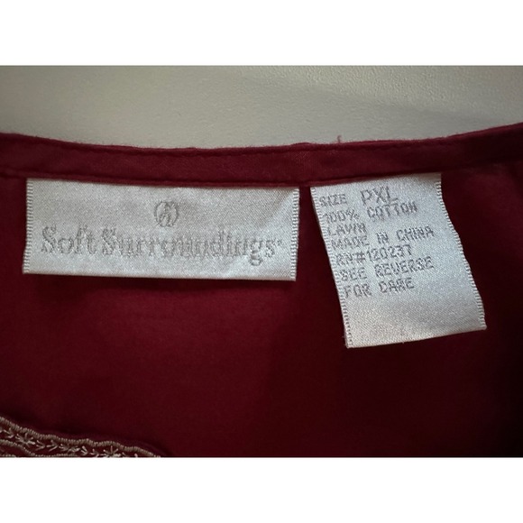 Soft Surroundings‎ Sz XLP Red Sleeveless Embroidered Top 100% Cotton Gypsycore - Picture 4 of 12